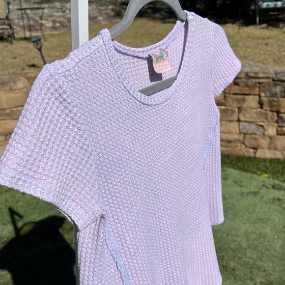 For All Seasons by Paper Crane Waffle Knit Short-Sleeve Top with Curved Hem - Picture 7 of 16